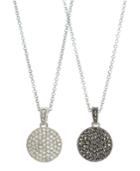 Judith Jack Necklace, Marcasite And Crystal Circle Reversible Pendant