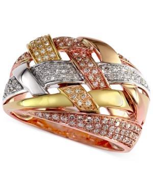 Trio By Effy Diamond Crossover Ring (1/2 Ct. T.w.) In Tri-tone 14k Gold