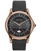 Emporio Armani Men's Swiss Classic Dark Gray Leather Strap Watch 44mm Ars4206