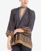 Max Studio London Printed Choker Top