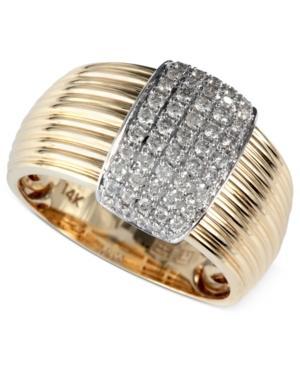 D'oro By Effy Diamond Ribbed Ring (3/8 Ct. T.w.) In 14k Gold And 14k White Gold