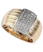 D'oro By Effy Diamond Ribbed Ring (3/8 Ct. T.w.) In 14k Gold And 14k White Gold
