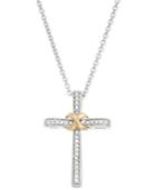 Diamond Cross Pendant Necklace (1/10 Ct. T.w.) In 14k Gold And Sterling Silver