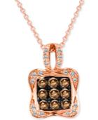 Le Vian Chocolatier Diamond Square Cluster 18 Pendant Necklace (1/2 Ct. T.w.) In 14k Rose Gold