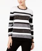 Alfred Dunner Studded Striped Sweater