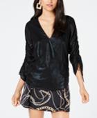 Guess Metallic Ruched-sleeve Top