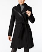 Calvin Klein Faux-leather-trim Belted Walker Coat
