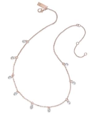 Inc International Concepts Rose Gold-tone Crystal Station Necklace, Only At Macy's