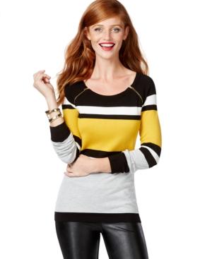 Inc International Concepts Colorblocked Zip-shoulder Sweater, Only At Macy's