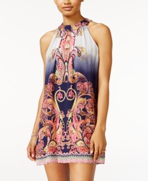 Crystal Doll Juniors' Printed Halter Shift Dress
