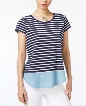 Maison Jules Cotton Chambray-back T-shirt, Only At Macy's
