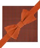 Tommy Hilfiger Solid To-tie Bow Tie And Gingham Pocket Square Set