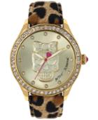 Betsey Johnson Women's Leopard-print Leather Strap Watch 42mm Bj00517-24