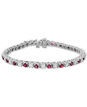 Effy Certified Ruby (3 Ct. T.w.) & Diamond (2-1/6 Ct. T.w.) Bracelet In 14k White Gold