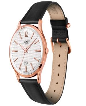 Henry London Richmond Gents 41mm Black Leather Strap Watch With Rose Gold Stainless Steel Casing