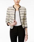 Kasper Striped Tweed Open-front Blazer
