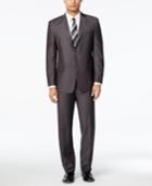 Marc New York By Andrew Marc Men's Slim-fit Dark Gray Pindot Suit