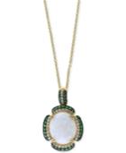Effy Opal (2-1/2 Ct. T.w.), Tsavorite (3/10 Ct. T.w.) And Diamond (1/8 Ct. T.w.) Pendant Necklace In 14k Gold