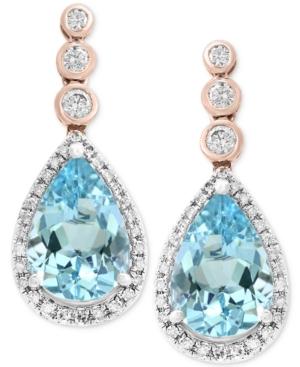 Aquarius By Effy Aquamarine (3-3/8 Ct. T.w.) & Diamond (1/3 Ct. T.w.) Drop Earrings In 14k Rose & White Gold
