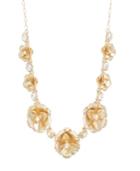 Catherine Malandrino Women's Flower Style White Rhinestone Yellow Gold-tone Cluster Necklace