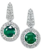 Emerald (1/5 Ct. T.w.) And Diamond (1/5 Ct. T.w.) Earring And Pendant Set In Sterling Silver