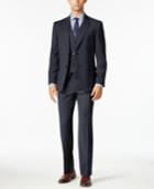 Tommy Hilfiger Men's Modern-fit Navy And Gray Glen Plaid Vested Stretch Performance Suit