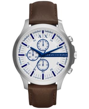 Ax Armani Exchange Men's Chronograph Hampton Dark Brown Leather Strap Watch 46mm Ax2190
