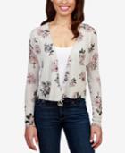 Lucky Brand Floral-print Tie-front Cardigan