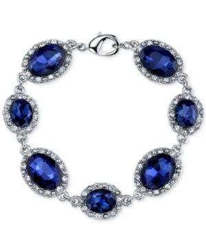 2028 Silver-tone Blue Stone Pave Link Bracelet