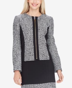 Tahari Asl Zip-up Boucle Jacket