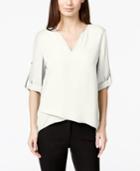 Alfani Petite Roll-tab Layered-hem Top, Only At Macy's