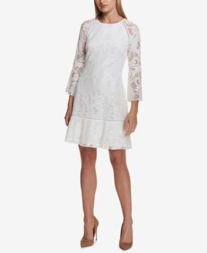 Kensie Bell-sleeve Lace Shift Dress