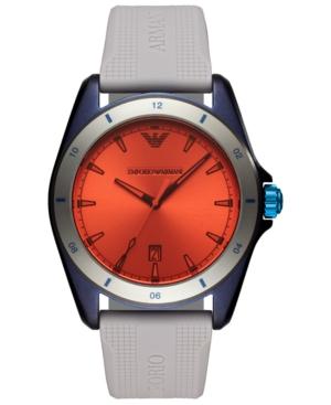 Emporio Armani Men's Gray Silicone Strap Watch 44mm