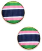 Kate Spade New York 14k Gold Striped Button Stud Earrings