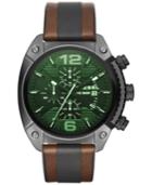 Diesel Men's Chronograph Overflow Brown Leather And Black Polyurethane Strap Watch 49x54mm Dz4414