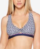 Jag Tiki Printed Twist-front Cross-back Bikini Top Women's Swimsuit