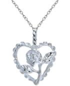 Giani Bernini Rose And Heart Pendant Necklace In Sterling Silver, Only At Macy's