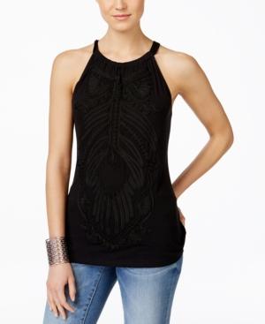 Inc International Concepts Embroidered Halter Top, Only At Macy's