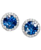 Velvet Bleu By Effy Diffused Sapphire (2 Ct. T.w.) And Diamond (1/5 Ct. T.w.) Circle Stud Earrings In 14k White Gold