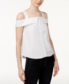 Kensie Oxford Cotton Cold-shoulder Shirt