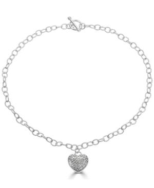 Decorative Puff Heart 20 Pendant Necklace In Sterling Silver