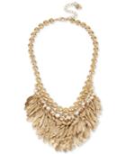 Betsey Johnson Gold-tone Feather And Crystal Shaky Collar Necklace