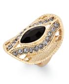Inc International Concepts Gold-tone Black Stone Contoured Oval Ring, Only At Macy's