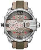 Diesel Men's Chronograph Uberchief Tan Leather And Canvas Strap Watch 55x62mm Dz7375