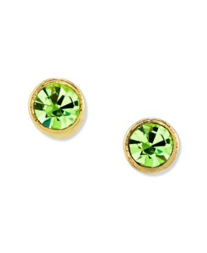 2028 14k Gold Dipped Round Crystal Stainless Steel Stud Earring