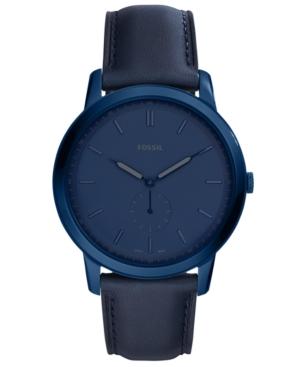 Fossil Men's Minimalist Blue Leather Strap Watch 44mm