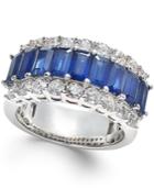 Sapphire (4 Ct. T.w.) And Diamond (1-1/3 Ct. T.w.) Ring In 14k White Gold