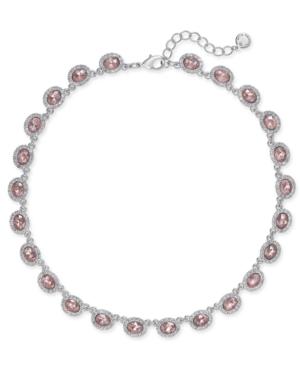 Charter Club Silver-tone Pave & Pink Stone Collar Necklace, Created For Macy's