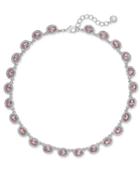Charter Club Silver-tone Pave & Pink Stone Collar Necklace, Created For Macy's