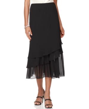 Alex Evenings Petite Skirt, Tiered Chiffon Tea Length